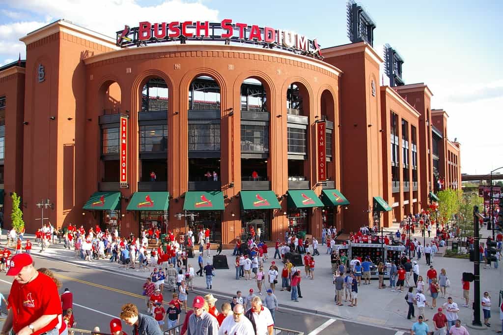 Sunny Day Exterior of Busch Stadium