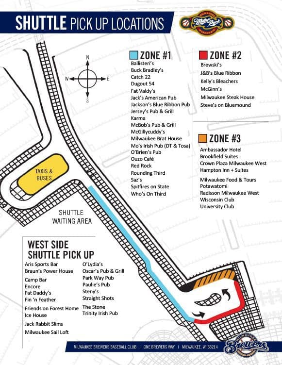 Shuttle Map for Miller Park