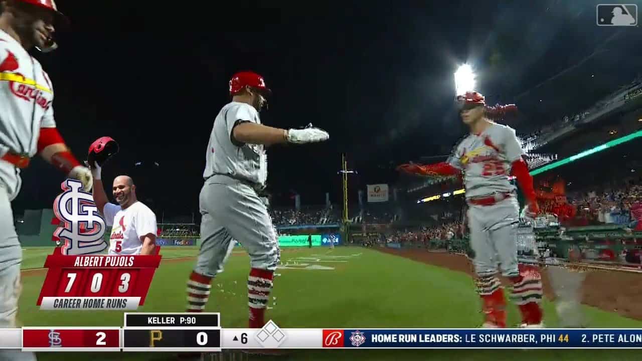 Albert Pujols, known as "The Machine," showcasing his skills during a game.