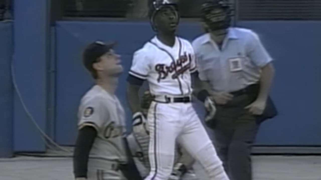 Good Enough for Cooperstown? These 20 Left Fielders Say Otherwise 11 Ron Gant hits a pivotal home run during the 1991 NLCS, showcasing his 30-30 prowess.