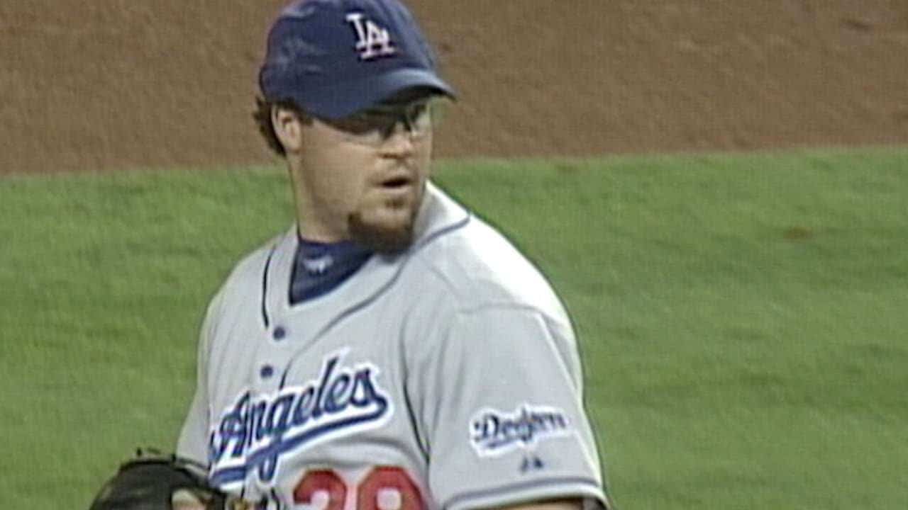Eric Gagne celebrates a save during his dominant 2003 Cy Young-winning season.