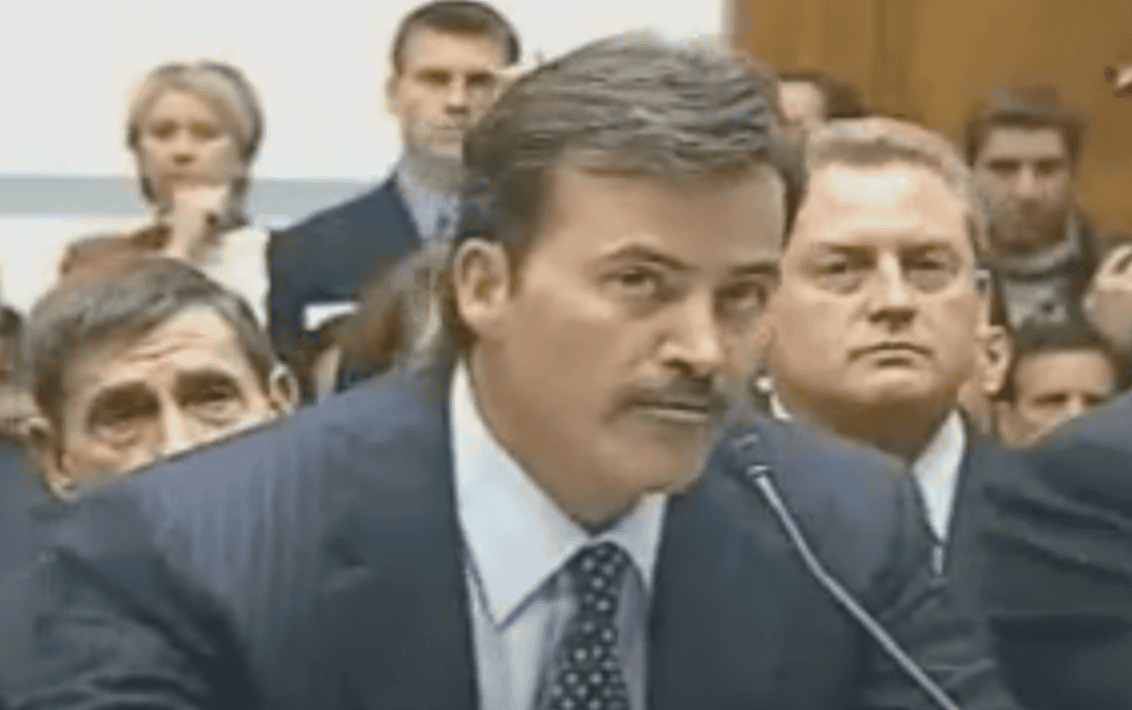 Rafael Palmeiro's finger wag during a congressional hearing on steroids, linked to his Hall of Shame status.