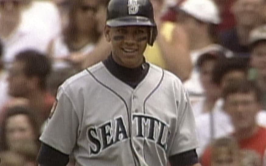 Alex Rodriguez in action, representing the Mariners' top hitters in franchise history.