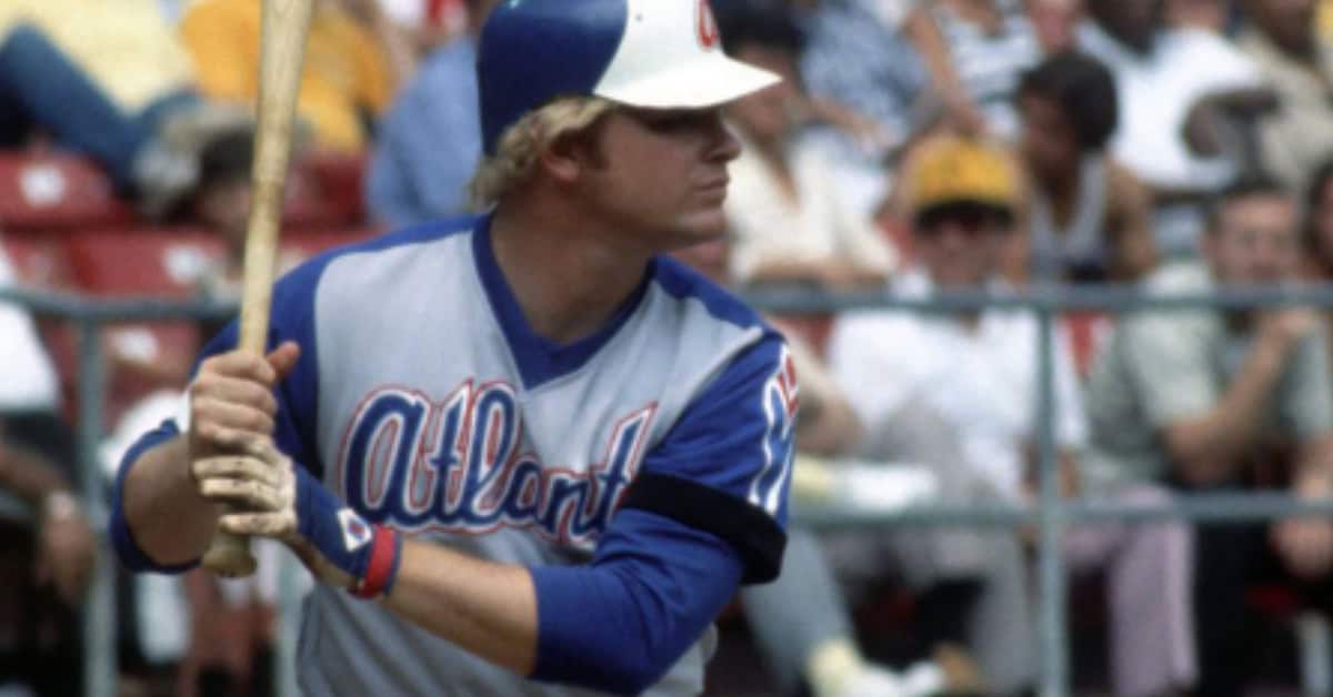 20 Third Basemen From the '80s the Hot Corner Will Never Forget 14 Image of Bob Horner, a standout rookie for the Atlanta Braves, showcasing his hitting prowess.