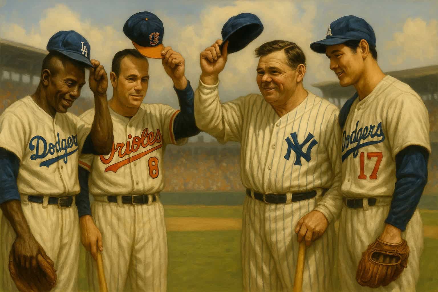 Iconic baseball players symbolize enduring traditions and respect for the game.