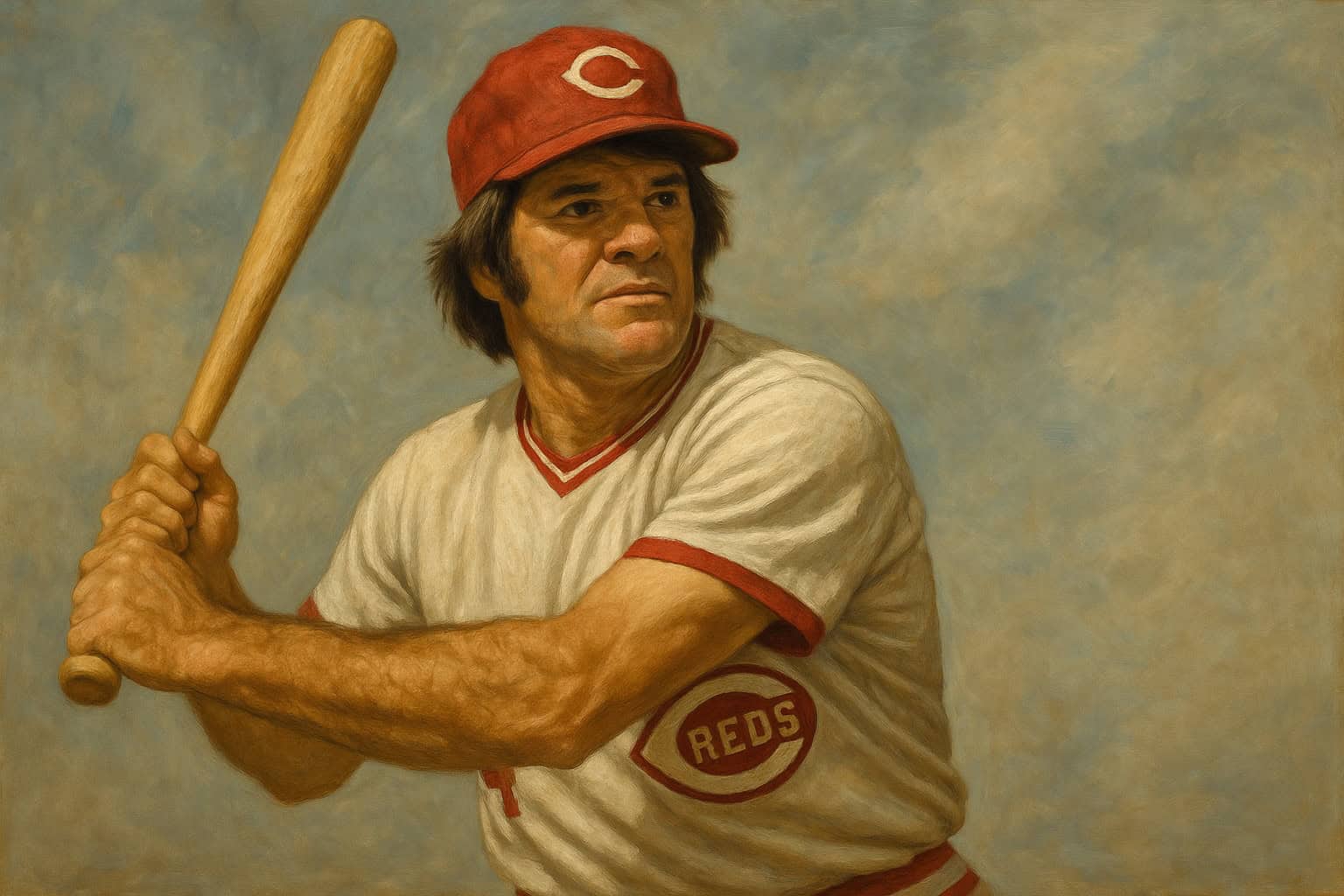 Pete Rose in action, illustrating the disconnect between hype and performance.