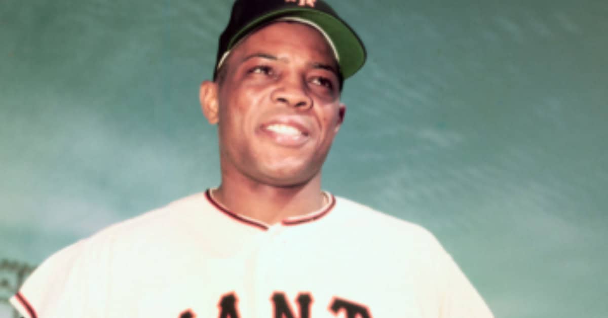 Iconic image of Willie Mays showcasing his run production prowess and GOAT status.