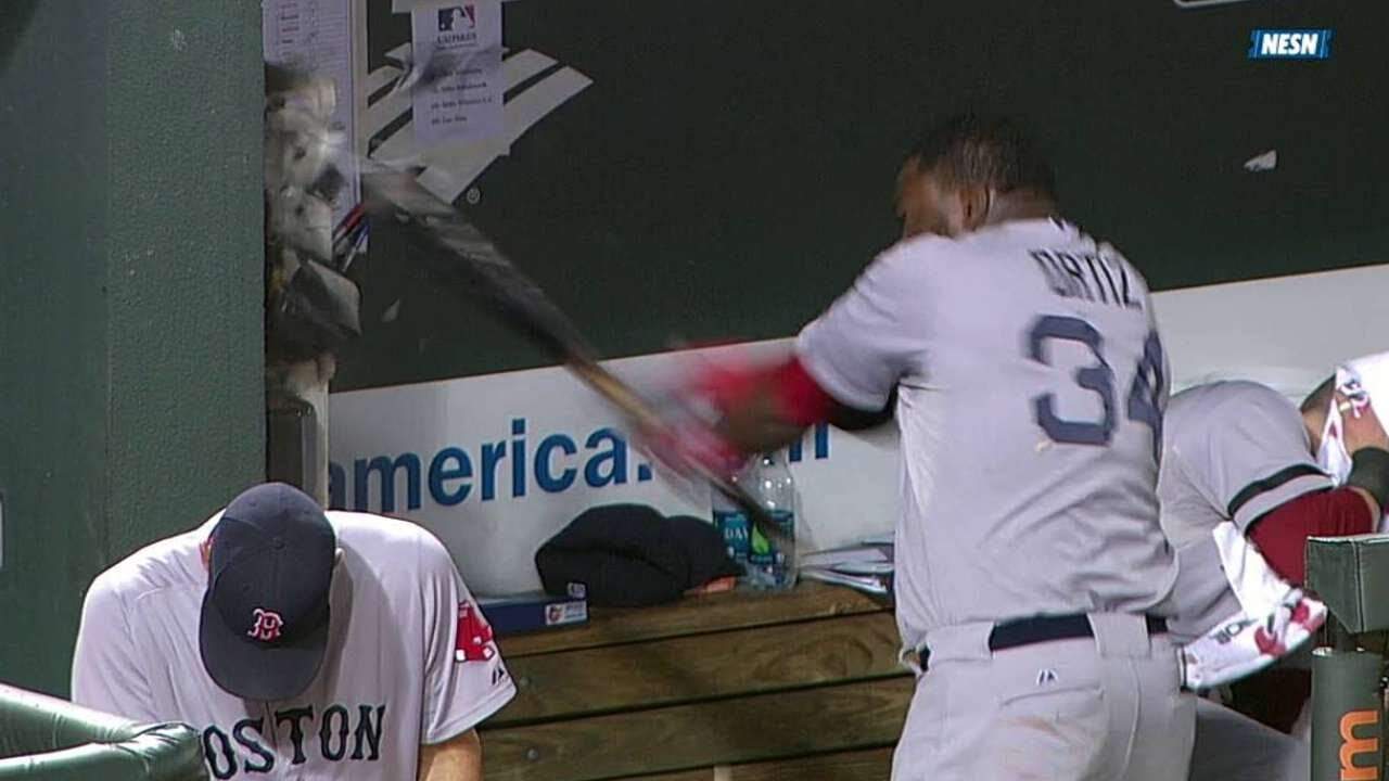 Pine Tar, Kicked Dirt, Pure Rage: Dugout Meltdowns We Still Love 4 david ortiz smashes the dugout p