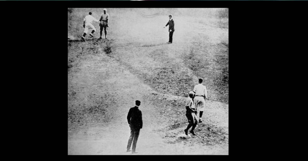Meet the Forgotten Heroes of the World Series 1 Old time players stand around confused as the second baseman applies a tag.