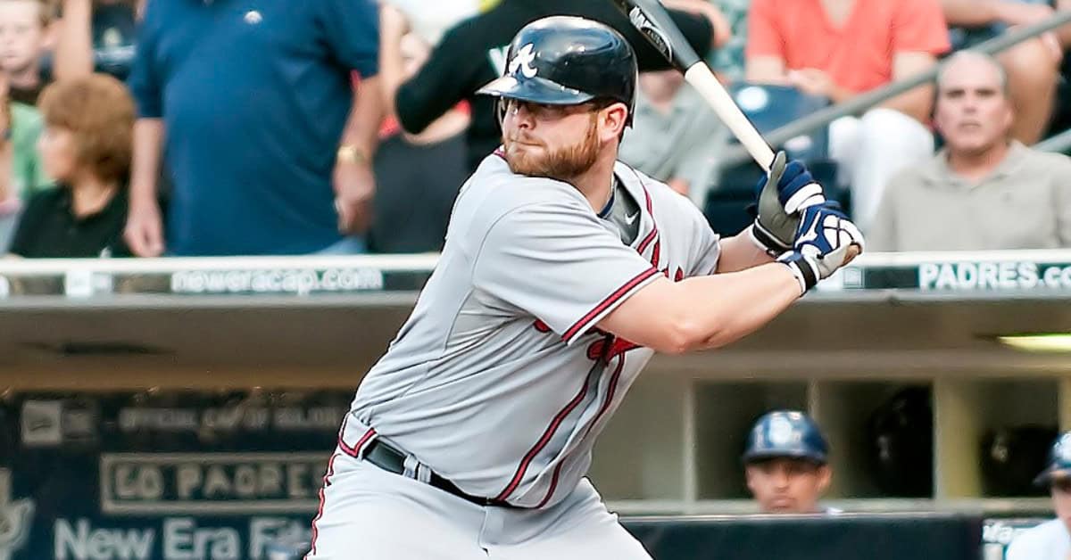 Brian McCann in his Braves uniform, symbolizing his Cooperstown-worthy legacy.