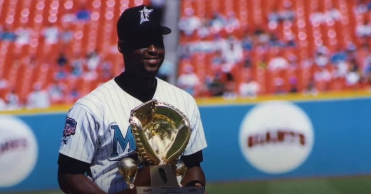 Charles Johnson, a top 1990s catcher, known for his defensive skills.