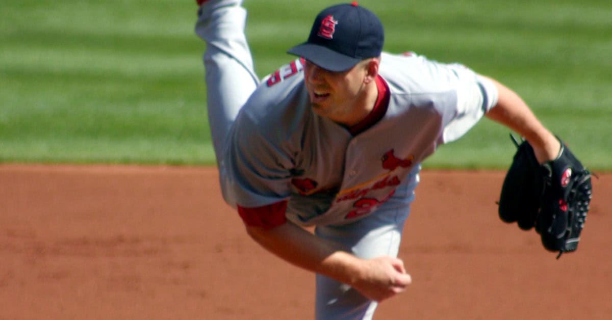 Chris Carpenter, the ace pitcher for the Cardinals, dominating the mound.