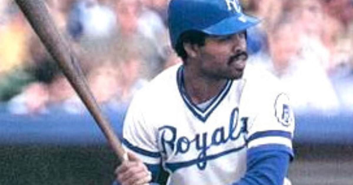 Hal McRae in action, showcasing his impact as a DH for the Royals.