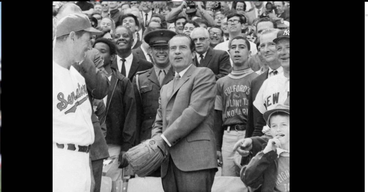 Every Farewell That Left a Ballpark Gutted 8 Richard Nixon throwing first pitch. Ted Williams looks on.