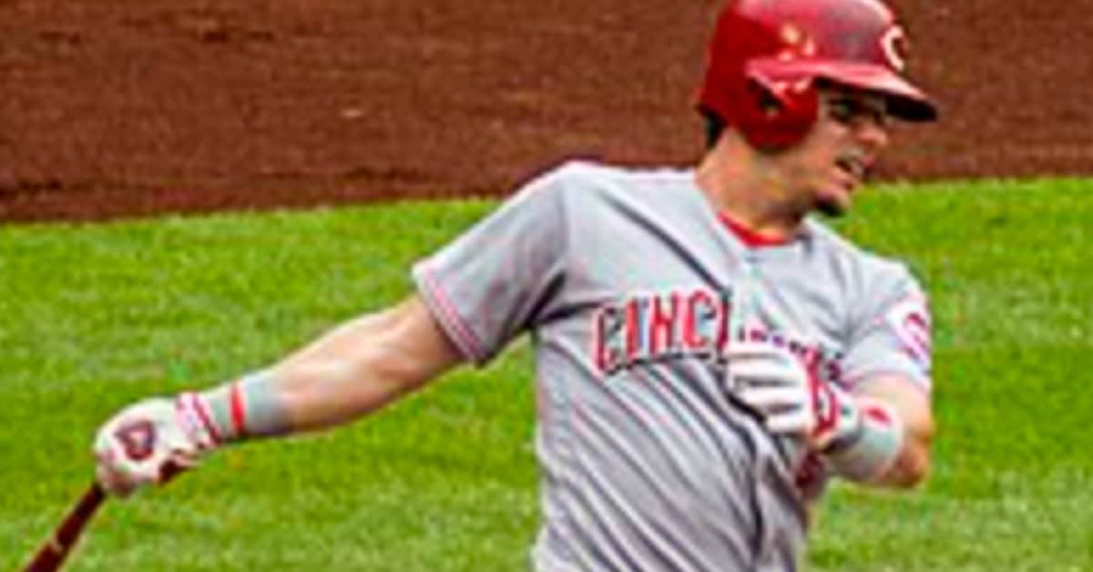 Scooter Gennett celebrates his remarkable four-home run game in 2017.