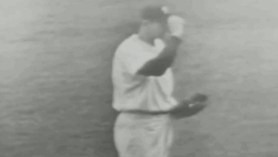 A historic moment capturing Don Larsen's perfect game in the World Series.