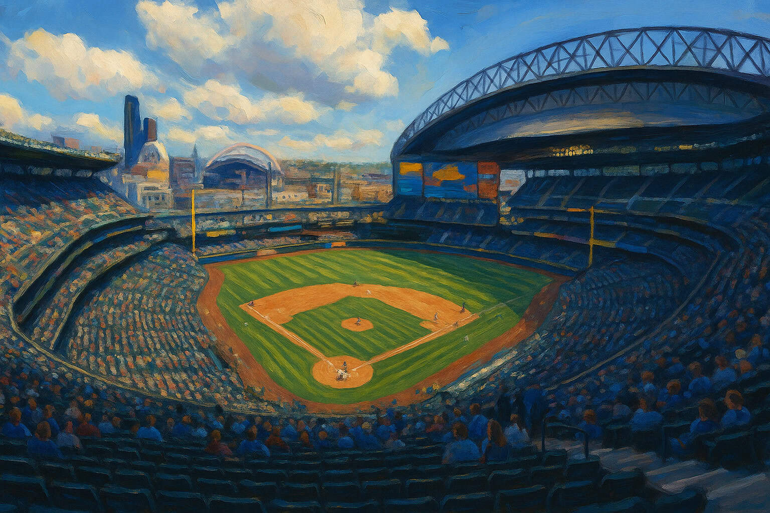 Overview of T-Mobile Park during a tense game against Tampa Bay, highlighting the Mariners' escape acts.