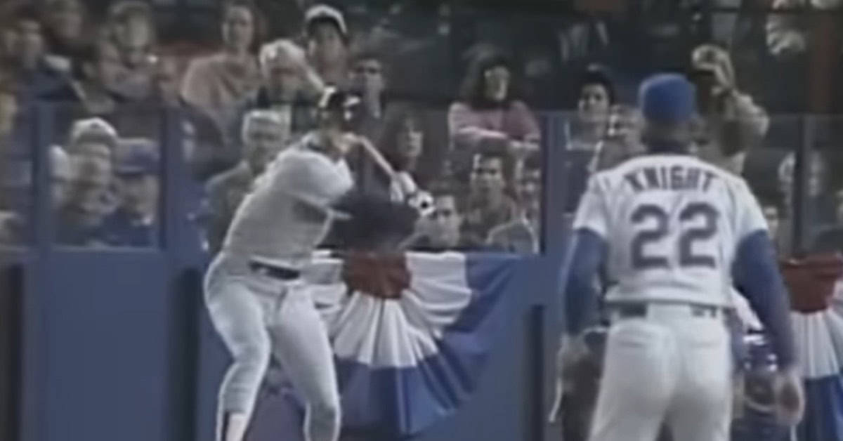 Wade Boggs swings during the 1986 World Series, showcasing his hitting mastery.