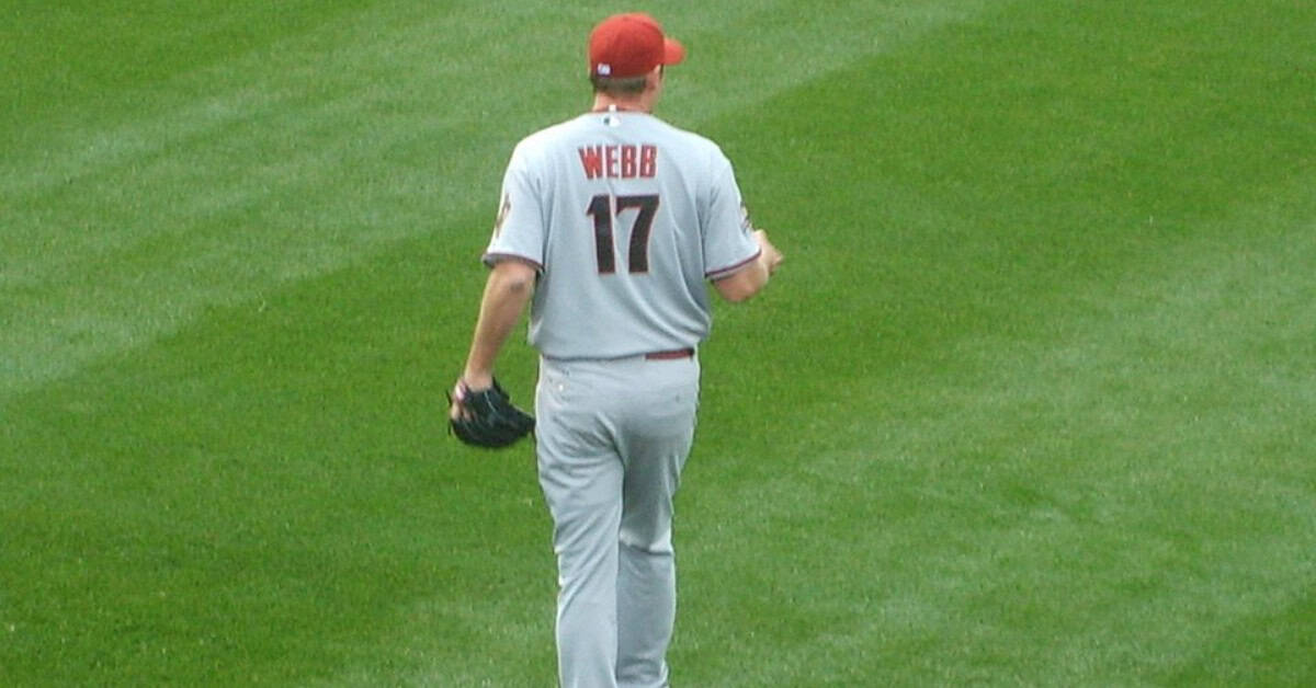 Brandon Webb showcasing his signature sinkerball, a key to his success.
