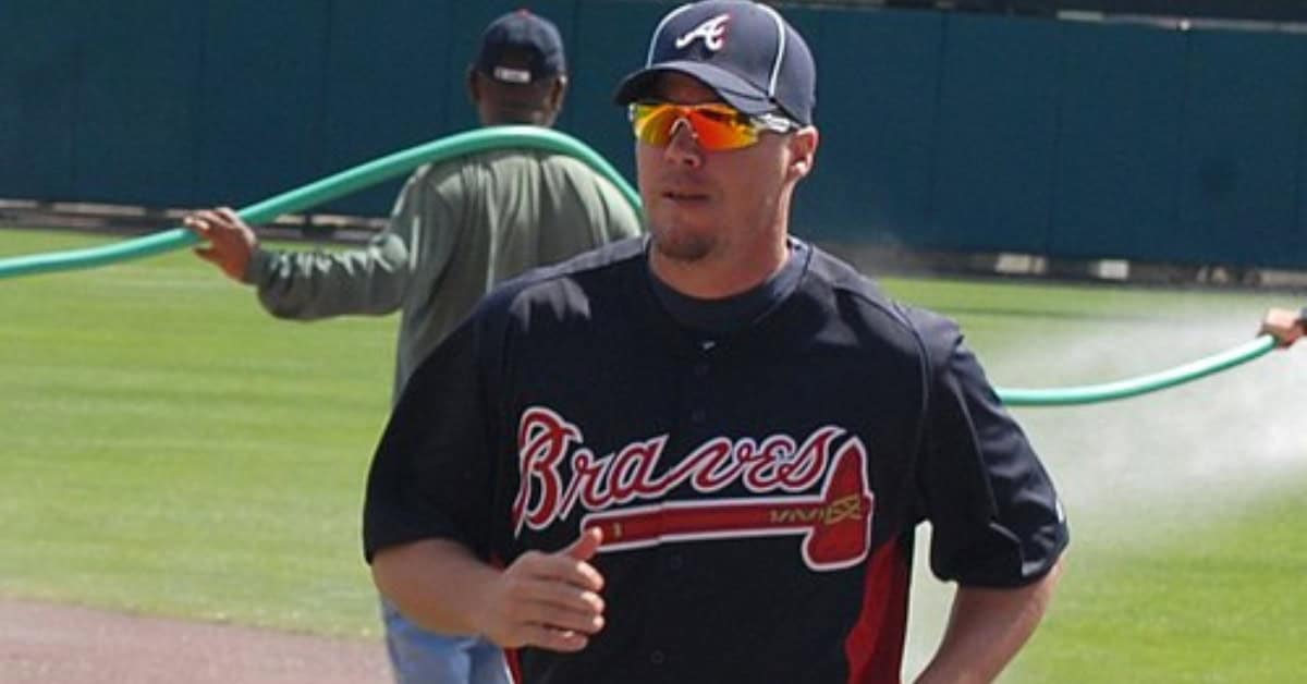 Chipper Jones in action, showcasing his switch-hitting prowess against NL East pitchers.