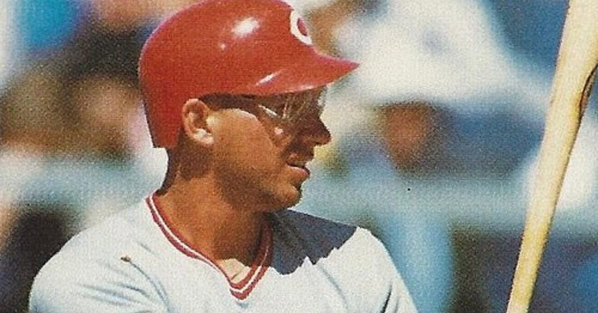 Chris Sabo swings a bat, representing Cincinnati's lost legends in baseball.