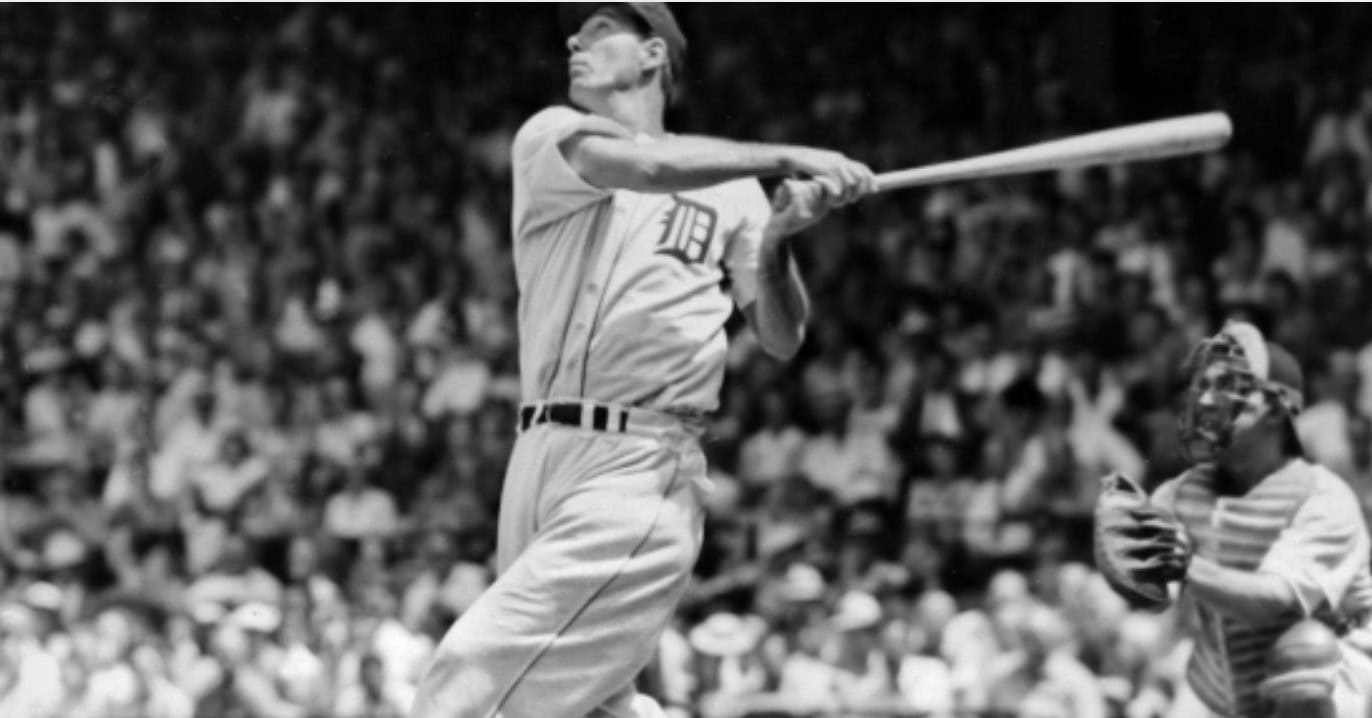 Hank Greenberg in action, showcasing his power as baseball's underrated slugger.