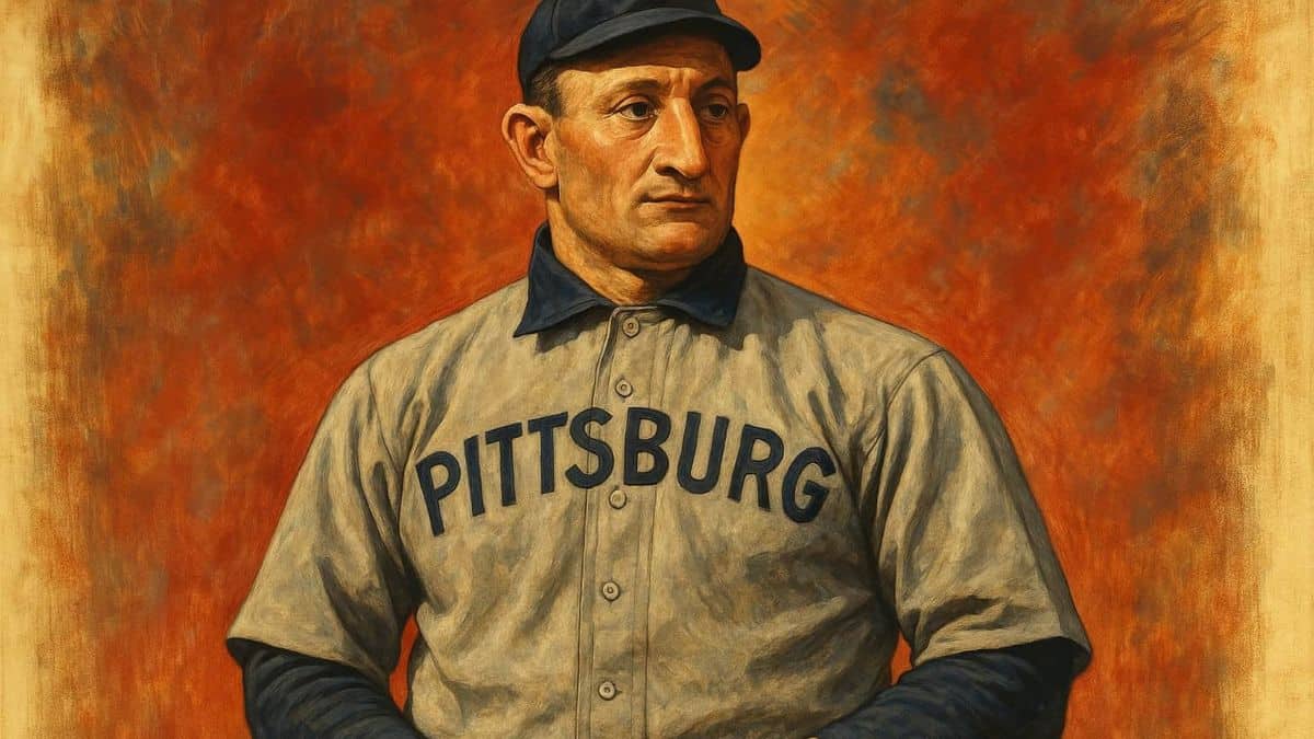 Portrait of Honus Wagner, showcasing his legendary speed and impact in baseball.
