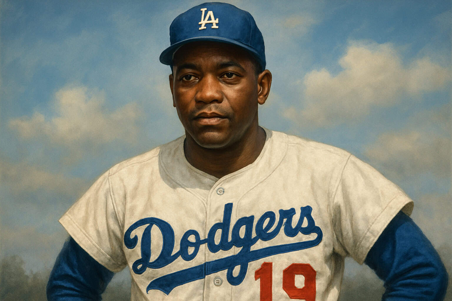 Jim Gilliam, celebrated second baseman, not in the Hall of Fame, stands proud.