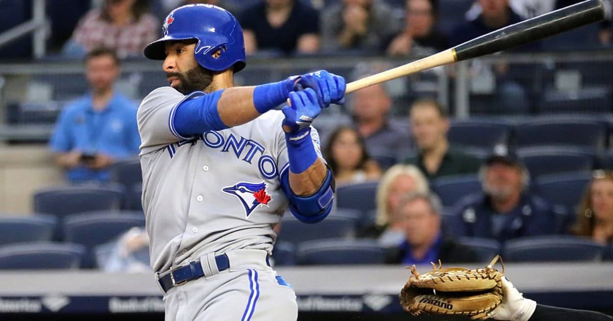 Jose Bautista of the Toronto Blue Jays after hitting a home run.