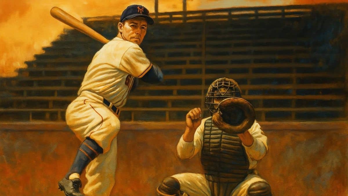 Mel Ott demonstrates his iconic leg kick while managing the team, balancing dual roles.