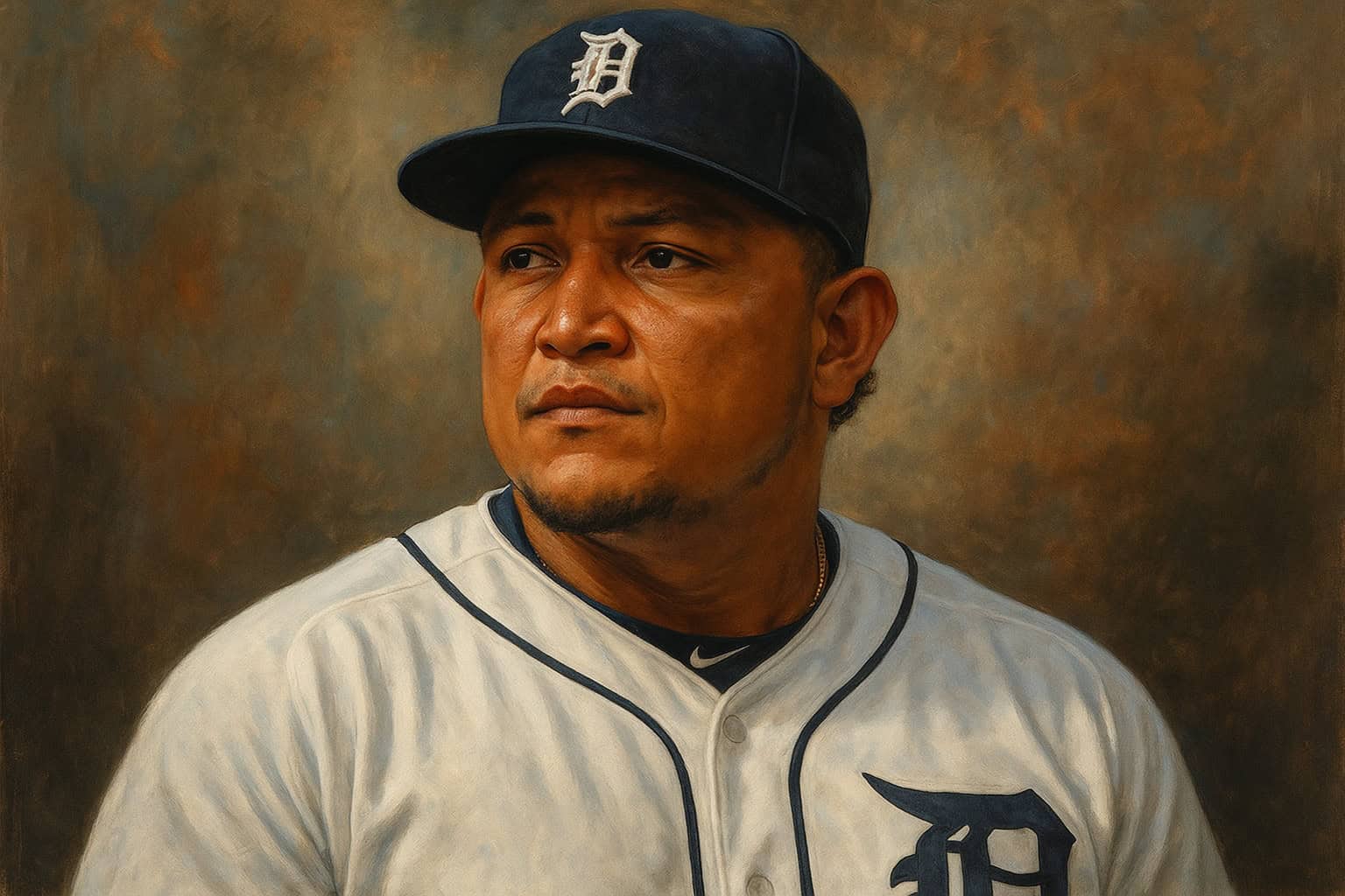 Portrait of Miguel Cabrera, showcasing his legacy in baseball and his Triple Crown achievement.