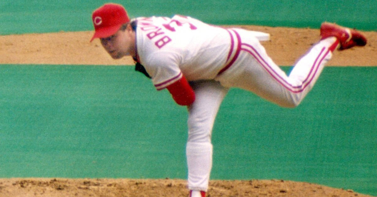 Tom Browning, celebrated Reds pitcher, during a rooftop adventure in Cincinnati.