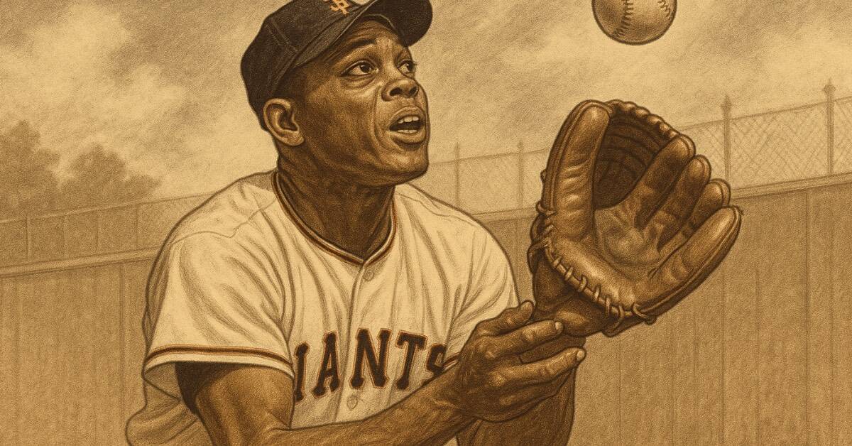Game 7, Two Outs, Full Count — Please, Not These 10 Hitters 5 Willie Mays making his legendary catch in 1951, symbolizing rookie stardom.