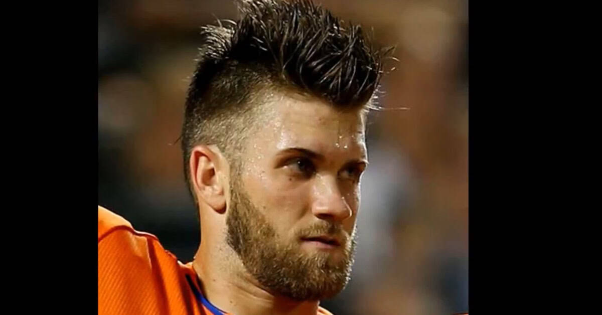 Corner Outfield Had a Moment in the 2010s. These 20 Made It Happen. 5 Bryce Harper sporting a striking mohawk hairstyle, showcasing teenage rebellion in MLB.