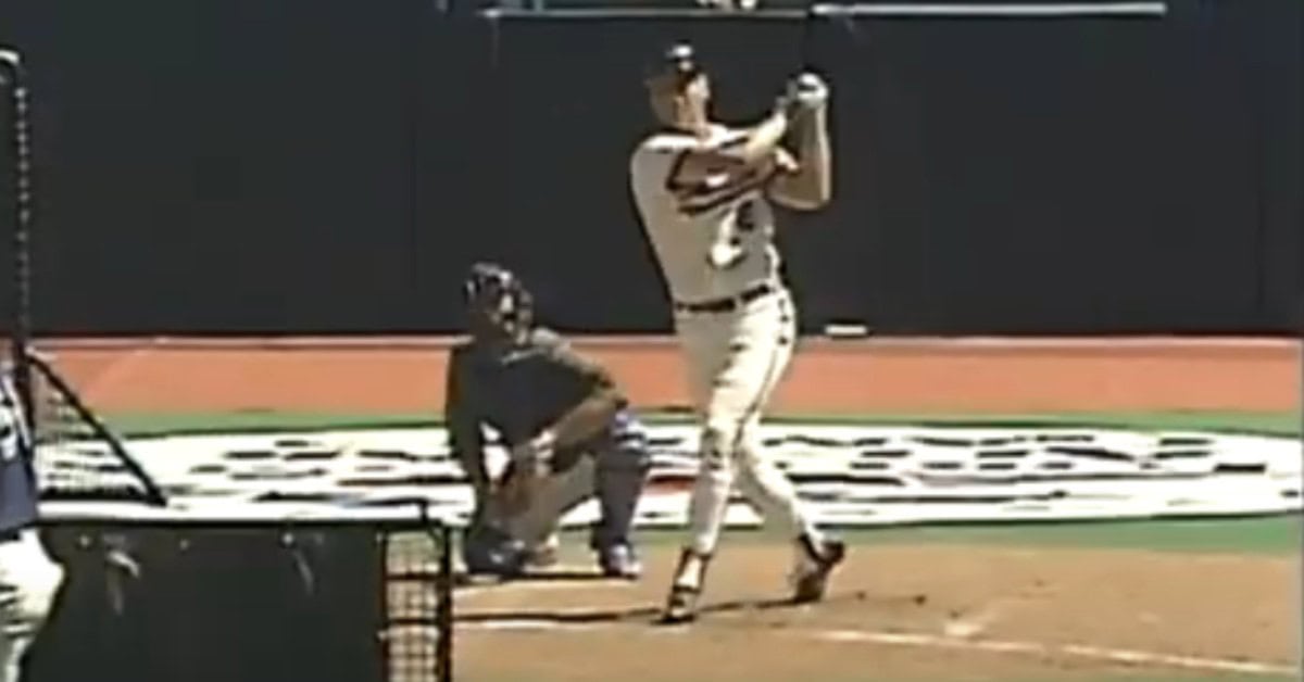 Cal Ripken Jr. showcasing his impressive swing during the Home Run Derby.