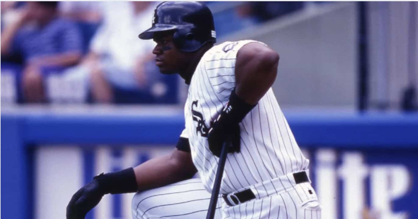Frank Thomas stands proudly, highlighting his 1,667 career walks, a key stat in proving he was baseball's perfect storm.