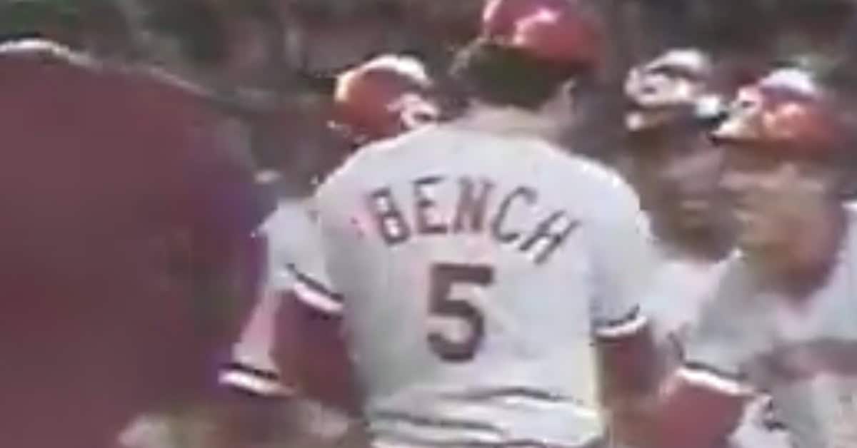 Johnny Bench Mobbed By Teammates