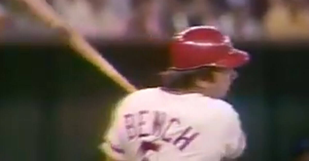 Johnny Bench Taking Big Swing