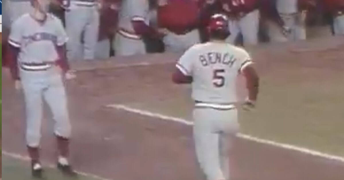 Johnny Bench Trotting back to Dugout After HR