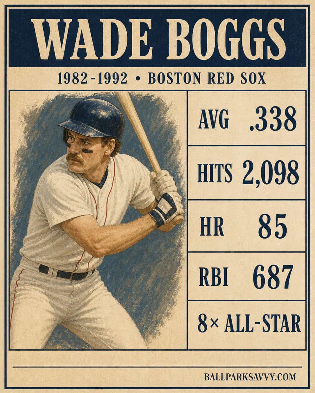 Who Hit Best for the Red Sox? A Deep Dive Through Fenway's Archives 14 Wade Boggs stat card